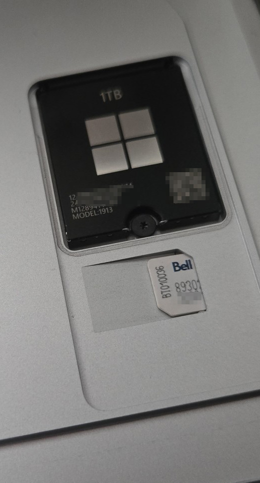 Closeup of SIM tray