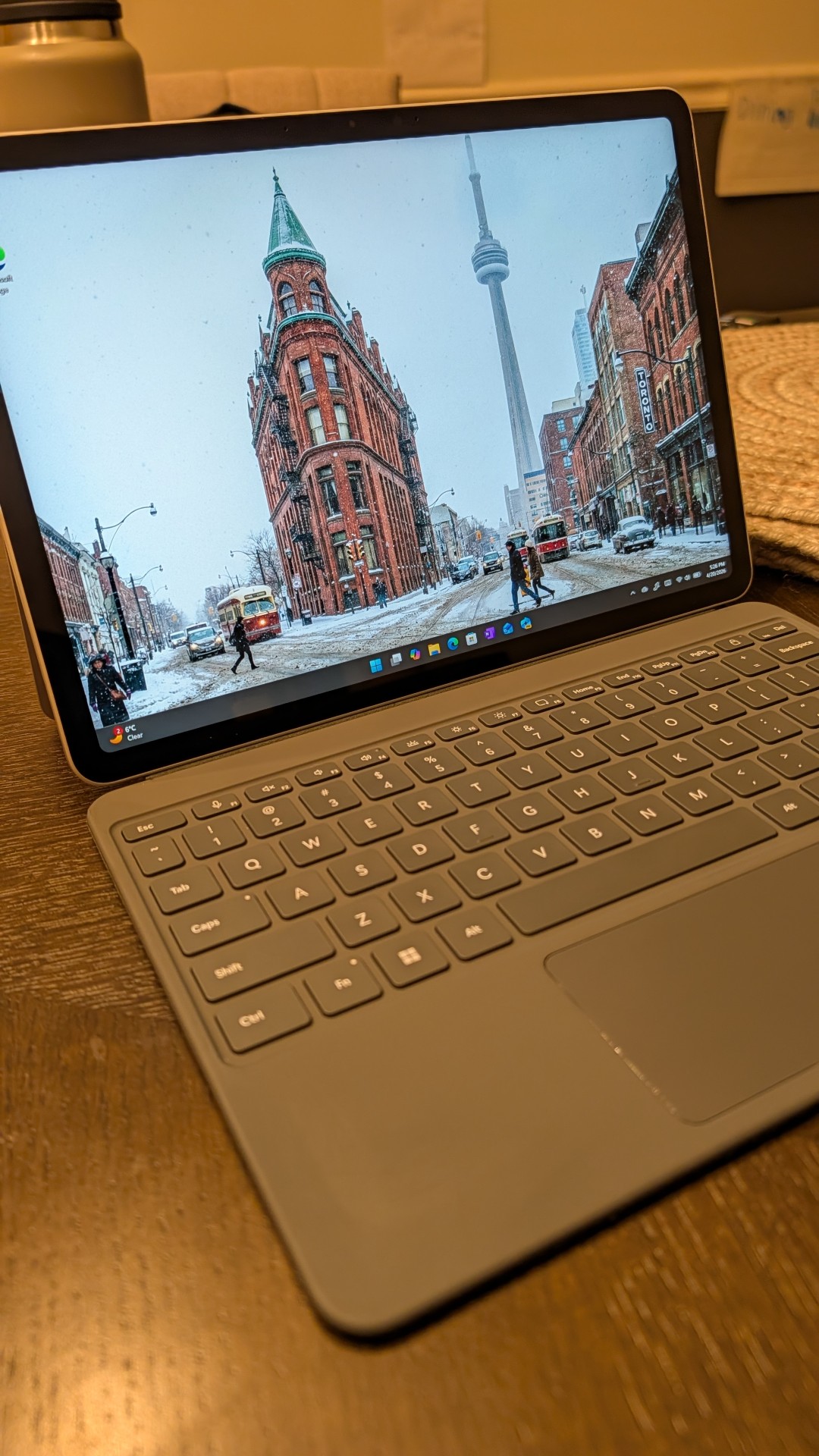 Setting up a new 12-inch Surface Pro on a table
